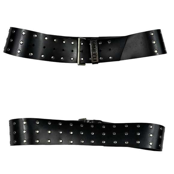 Elegant Belt For Dress Minelli Accessories Minelli Black Silver Studded  Wide Punk Goth Waist Belt Large